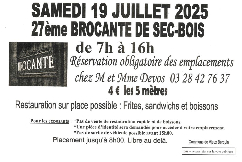 19 juillet brocante de Sec-Bois